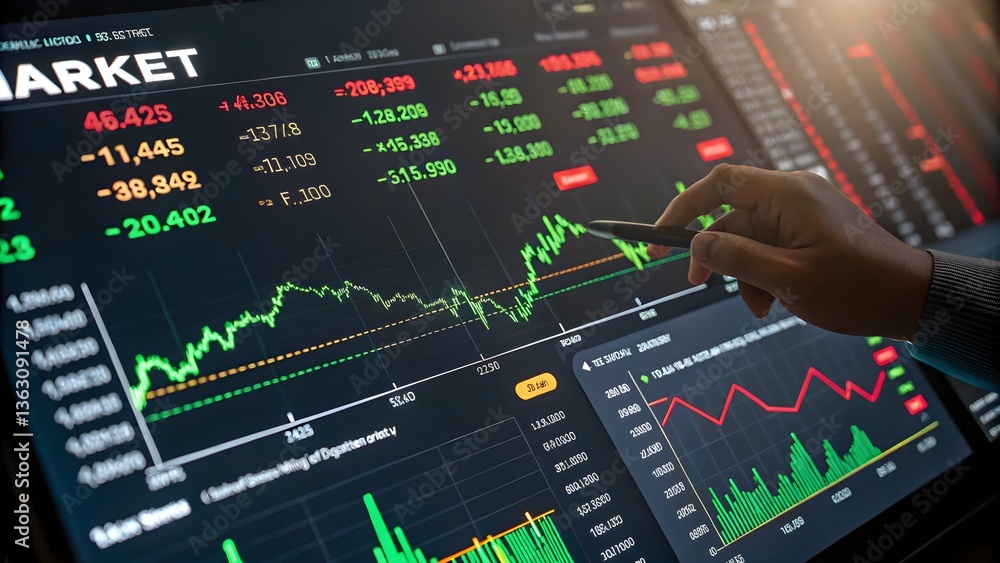 Trader checking stock market graph data on screen
Trader checking stock market graph data on screen