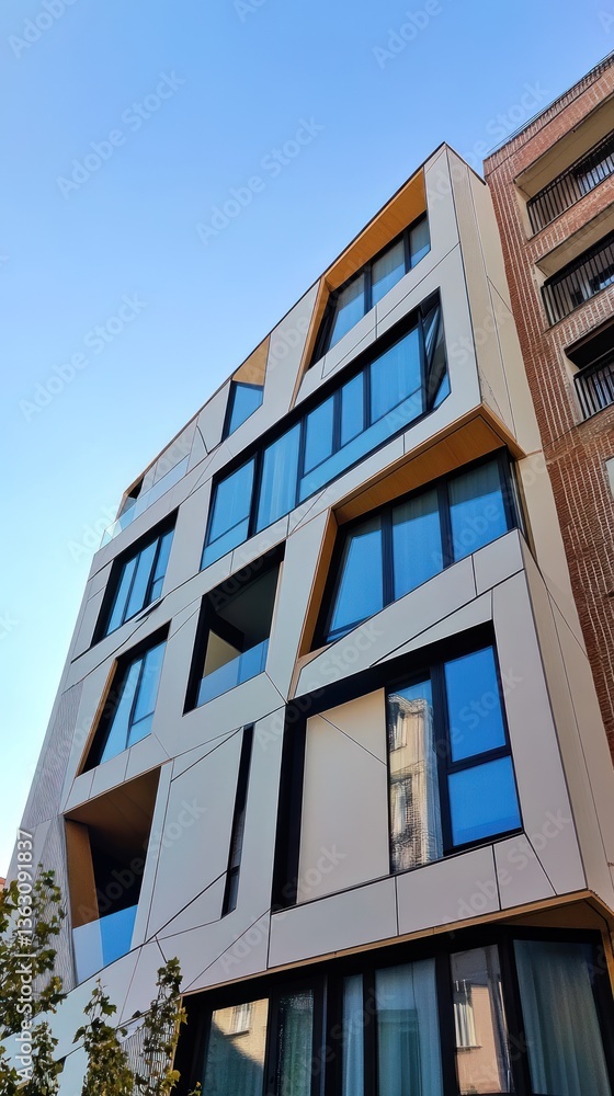 Modern Building Structure Viewed From A Low Angle Perspective