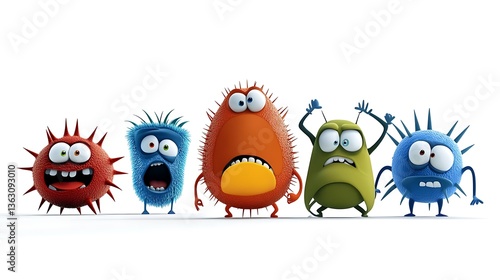 Playful 3D Render of Colorful Cartoon Germs AI Generated