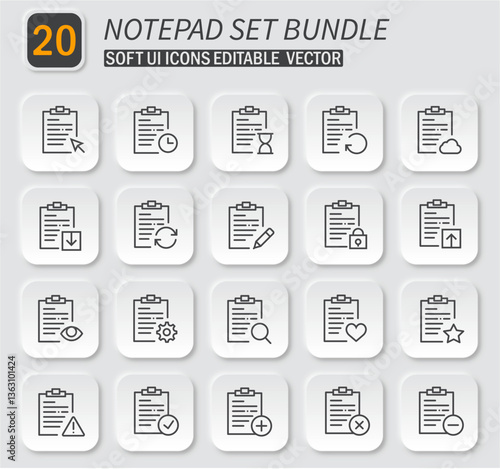 Modern Soft UI Clipboard Icons Set for Task Management and Productivity Tools