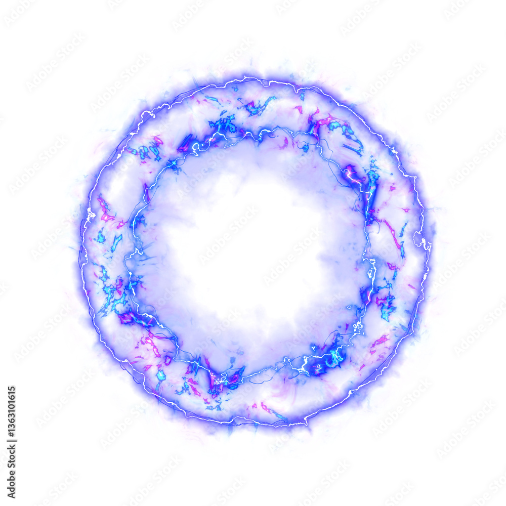 Abstract effect explosion electric energy shockwave ,dimensional gate, Neon glow style.
