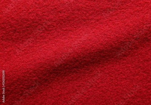 red synthetic wool felt cloth acrylic fibers texture background.