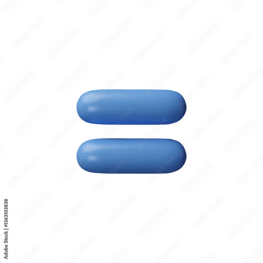 3D vector blue equal sign for equations and calculations. Mathematical icon. 3D vector blue equal sign for equations and calculations. Mathematical icon.