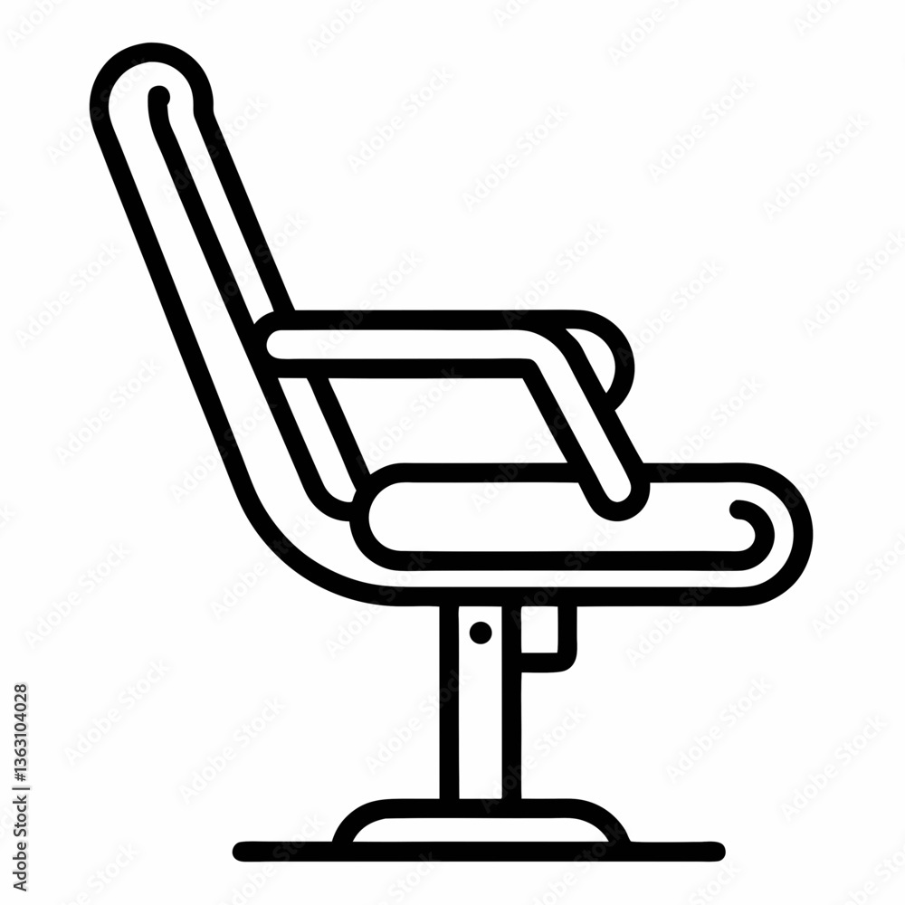 Black ergonomic office chair icon with wheels and armrests Black ergonomic office chair icon with wheels and armrests