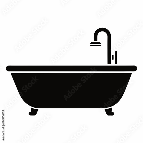 Vintage bathtub with foam and bubbles in a clean spa bathroom
