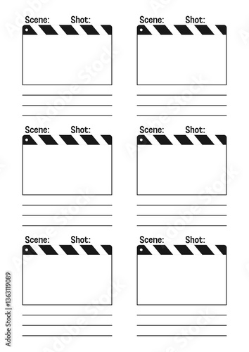 Professional film storyboard template. Perfect for Filmmakers, Designers & Animators. Movie storyboard layout, ideal for scene planning. A4 size template for filmmakers and designers