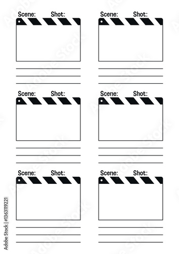 Professional film storyboard template on transparent background. Perfect for Filmmakers, Designers & Animators