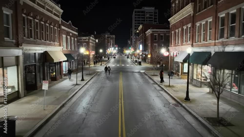 Night Cityscape: Capturing the allure of city life at night, a long street lined with historic buildings and street lights stretches into the distance, with the soft glow of the night sky overhead. Night Cityscape: Capturing the allure of city life at night, a long street lined with historic buildings and street lights stretches into the distance, with the soft glow of the night sky overhead.