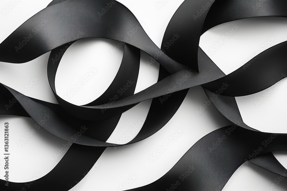 custom made wallpaper toronto digitalBlack ribbon elegantly lies on a white surface.