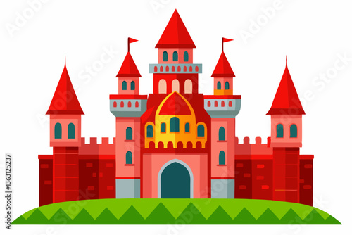  red rock castle on white background