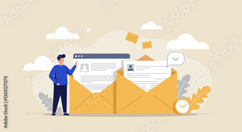 Man reviewing emails and documents.
