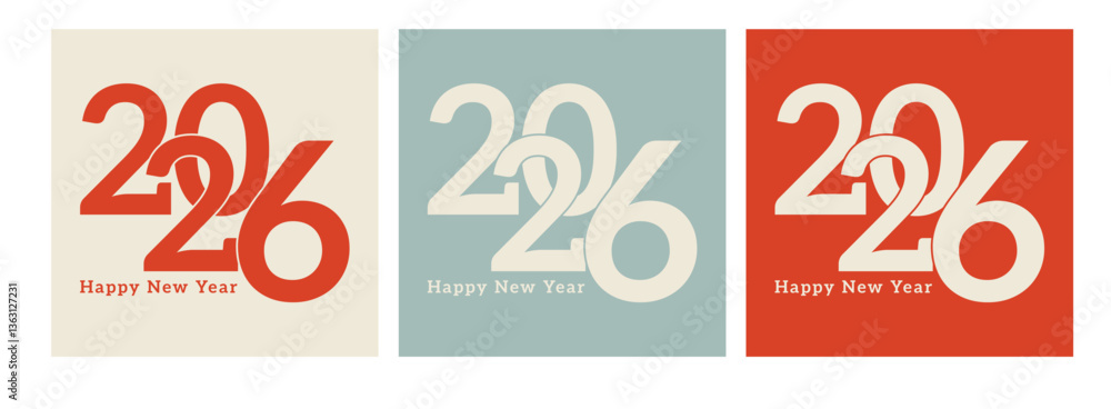 Obraz premium 2026 new year logo. Greeting design with number of year. Vector illustration for greeting card, invitation, calendar, etc