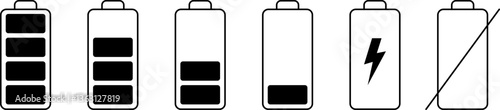 Battery life icon set, battery charge indicator. Battery charge level indicator. Battery Icon Set. Battery Charging And Power Level Symbol Collection. Isolated Vector Illustration