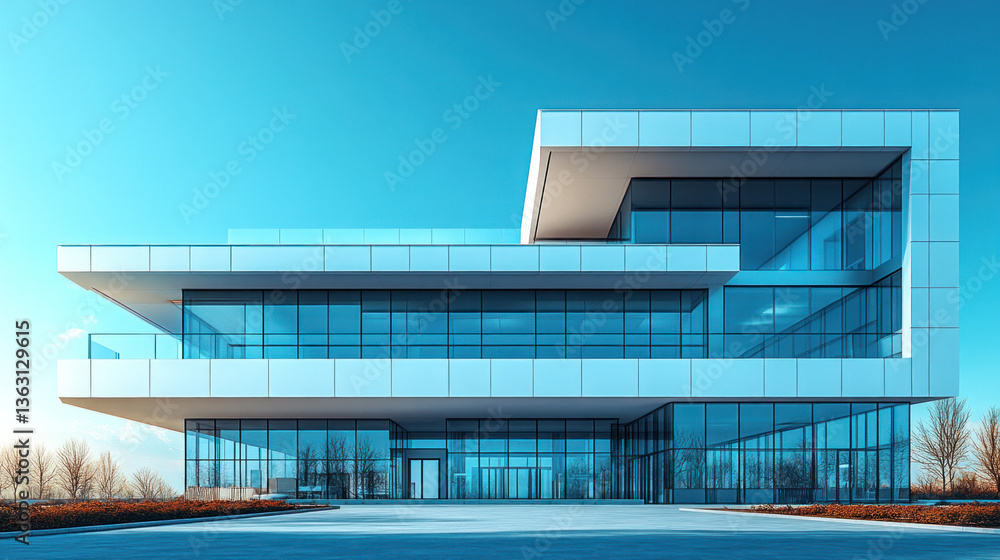 A modern hospital building with minimalist architecture, clean geometric lines, and a neutral color palette A modern hospital building with minimalist architecture, clean geometric lines, and a neutral color palette