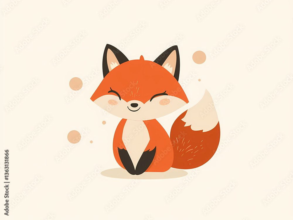 Obraz premium Cartoon fox minimalist vector logo design