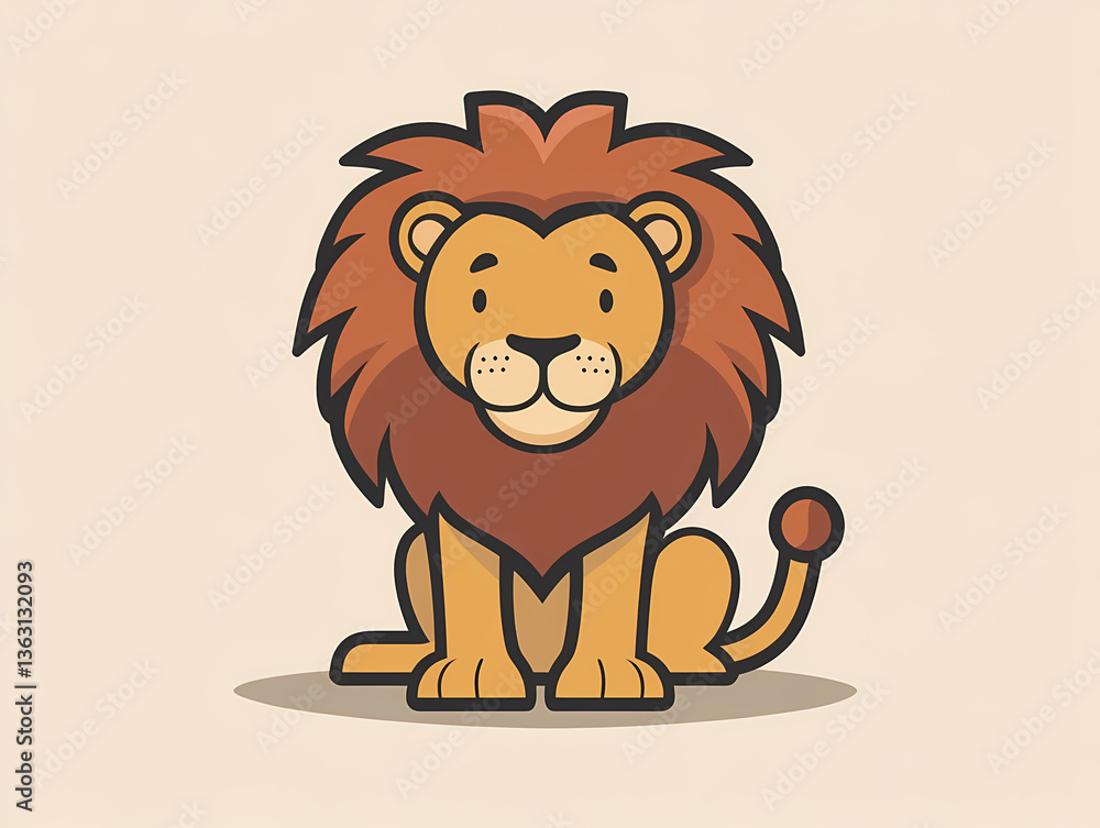Fototapeta premium Cartoon lion minimalist vector logo design
