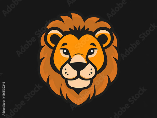 Cartoon lion minimalist vector logo design