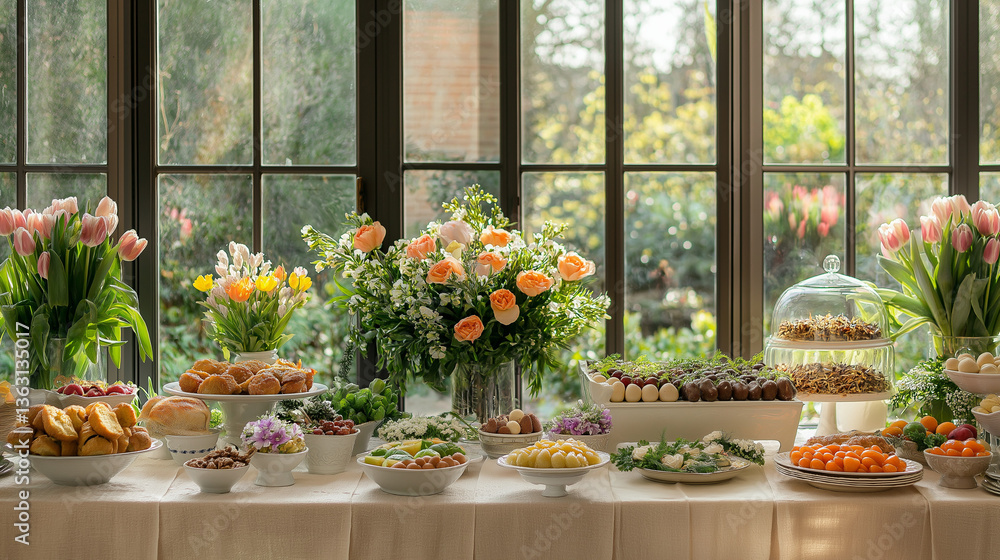 Wedding Buffet Table With Floral Decor Wedding Buffet Table With Floral Decor