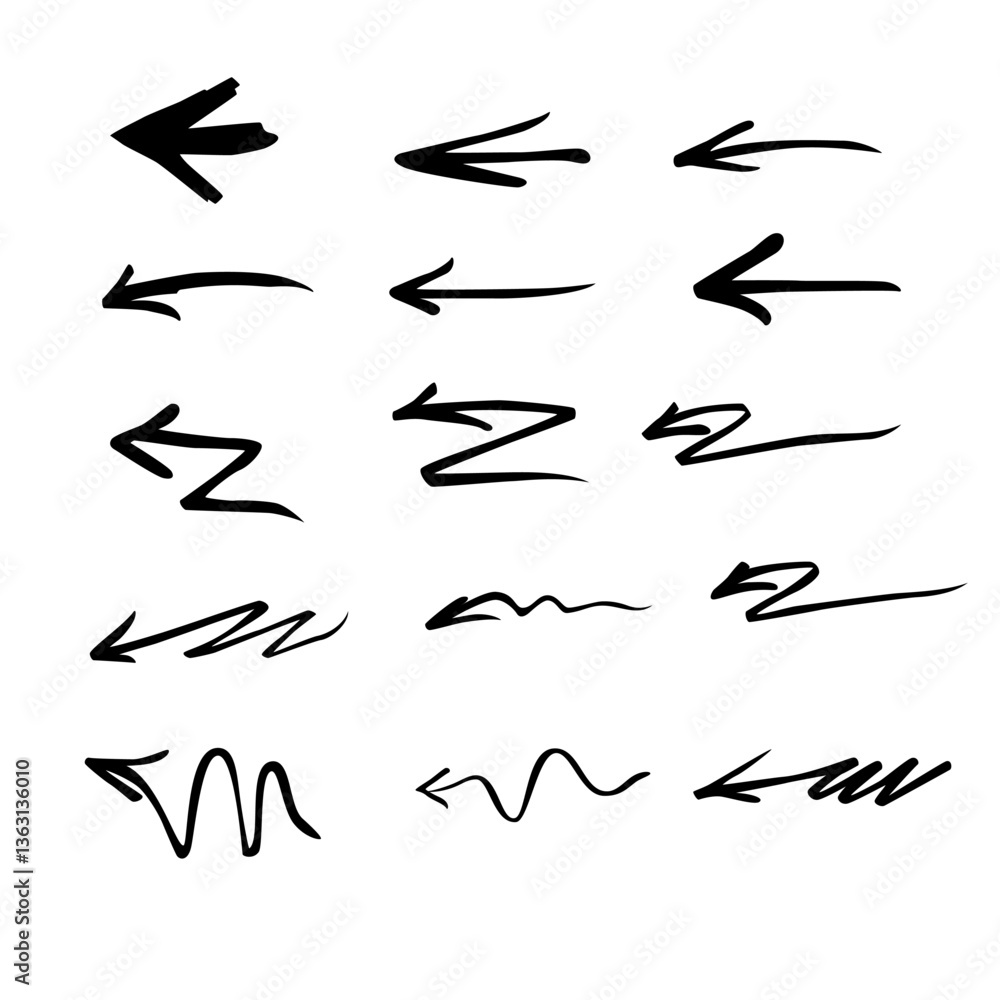 Collection of artistic black arrow designs showcasing various styles and directions for graphic elements Collection of artistic black arrow designs showcasing various styles and directions for graphic elements