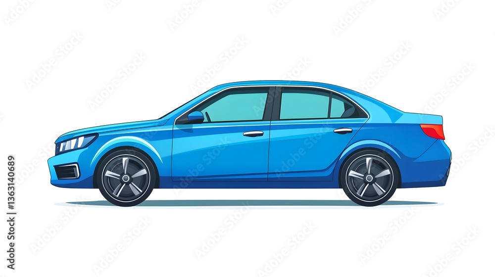 Professional Blue Sedan Cartoon Vector Illustration for Creative Projects Professional Blue Sedan Cartoon Vector Illustration for Creative Projects