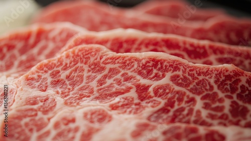 Close up of marbled raw beef meat texture	