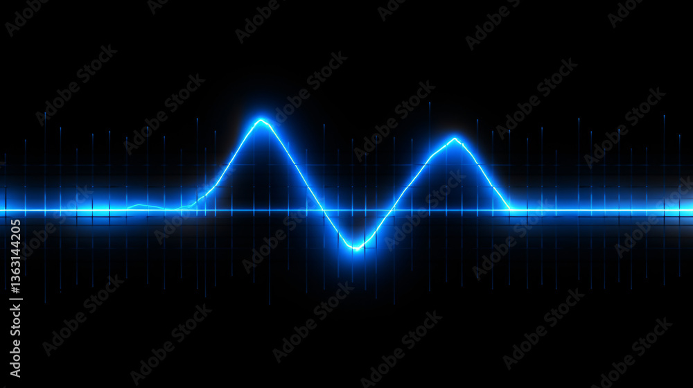 Fototapeta premium A blue glowing heartbeat line on a black background, creating a dynamic and striking visual effect.