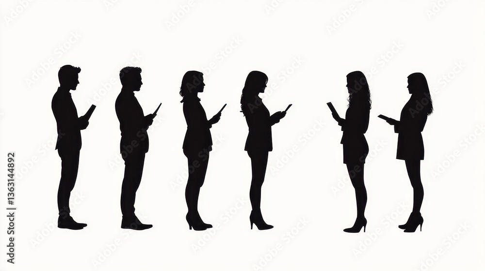 Silhouettes of people using smartphones Silhouettes of people using smartphones
