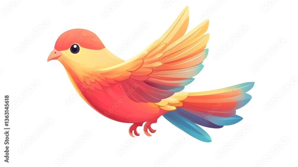 Obraz premium Professional Colorful Dove Bird Portrait on White Background for Commercial Use