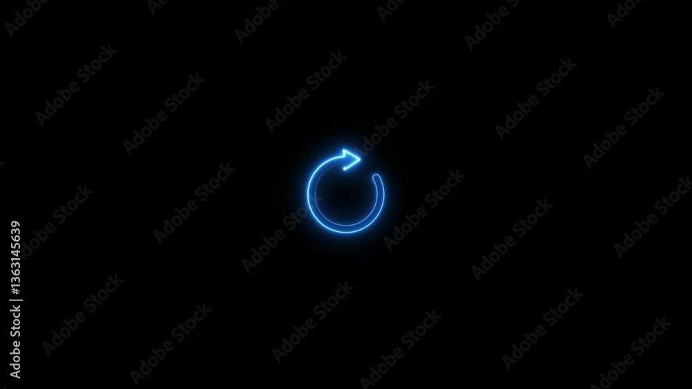 Neon glowing Refresh or retry icon animation. circle arrow,reload,arrow rotation with black background Neon glowing Refresh or retry icon animation. circle arrow,reload,arrow rotation with black background