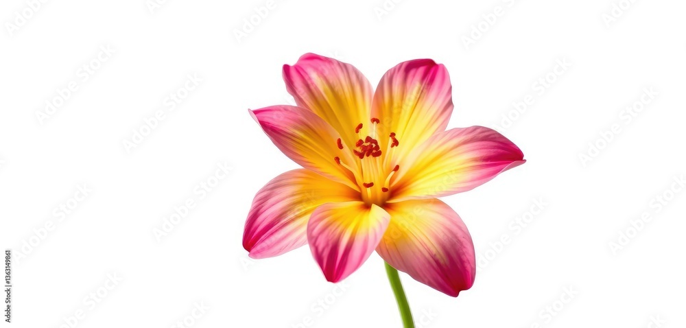 A single vibrant bloom, petals unfurled, isolated on pure white, bloom, objet A single vibrant bloom, petals unfurled, isolated on pure white, bloom, objet