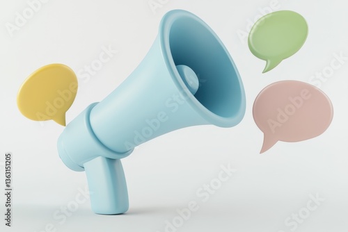Blue megaphone with speech bubbles	