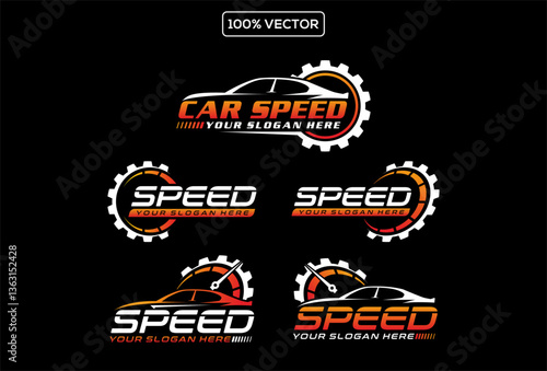 Set of Speed logo design vector. Fast Speedometer logo design template
