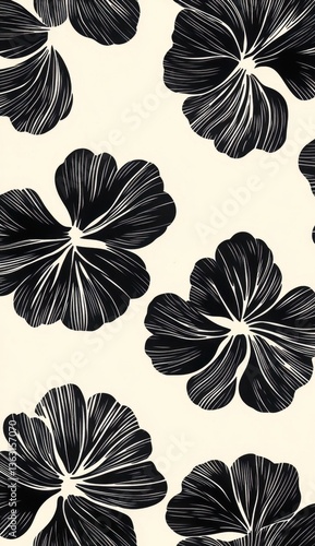 Seamless black and white floral pattern design	