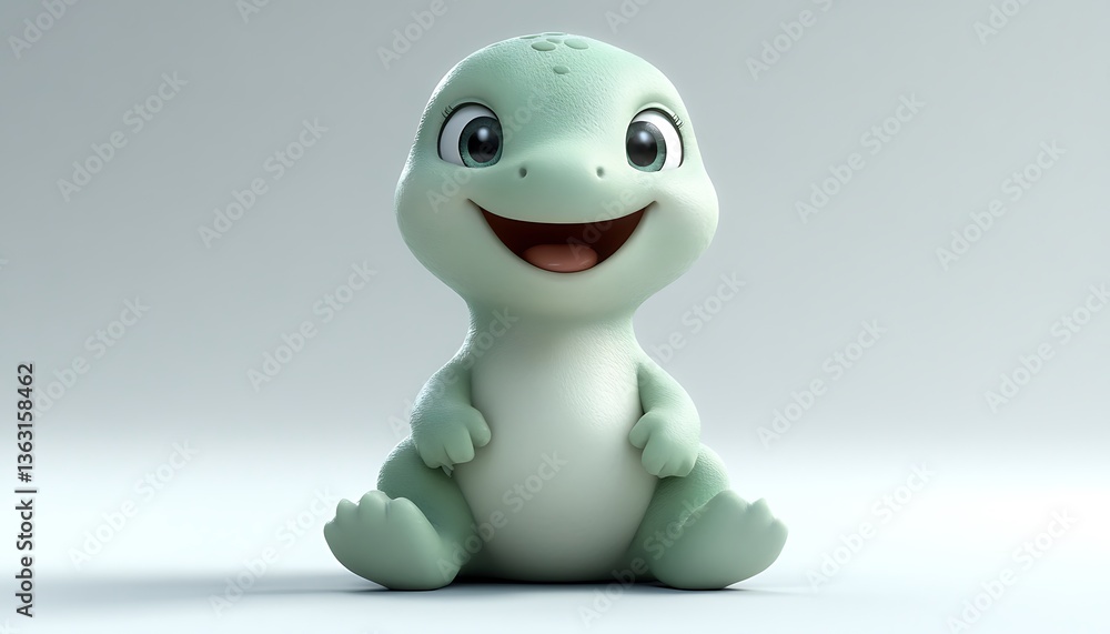 Cute Dino Sitting on Plain Background Cute Dino Sitting on Plain Background