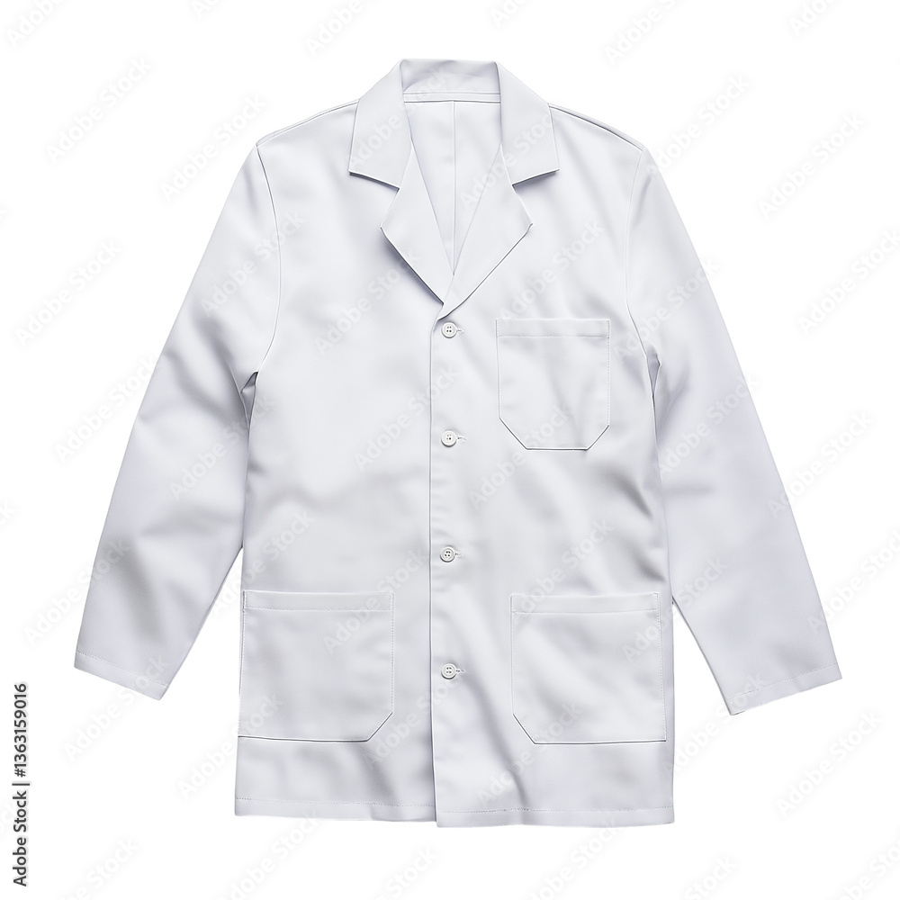 White Lab Coat | Isolated Medical Uniform on White Background White Lab Coat | Isolated Medical Uniform on White Background