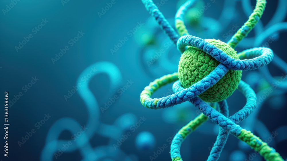 Magnesium glycinate molecule illustration with vibrant colors, highlighting its structure against a blue background. Magnesium glycinate molecule illustration with vibrant colors, highlighting its structure against a blue background.