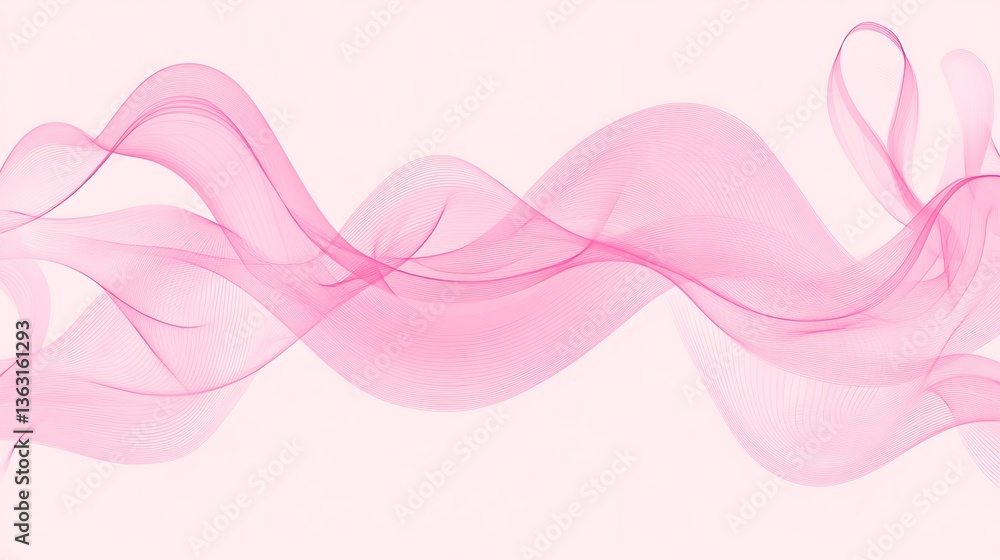 Elegant pink flowing ribbon, a visually appealing delicate abstract design