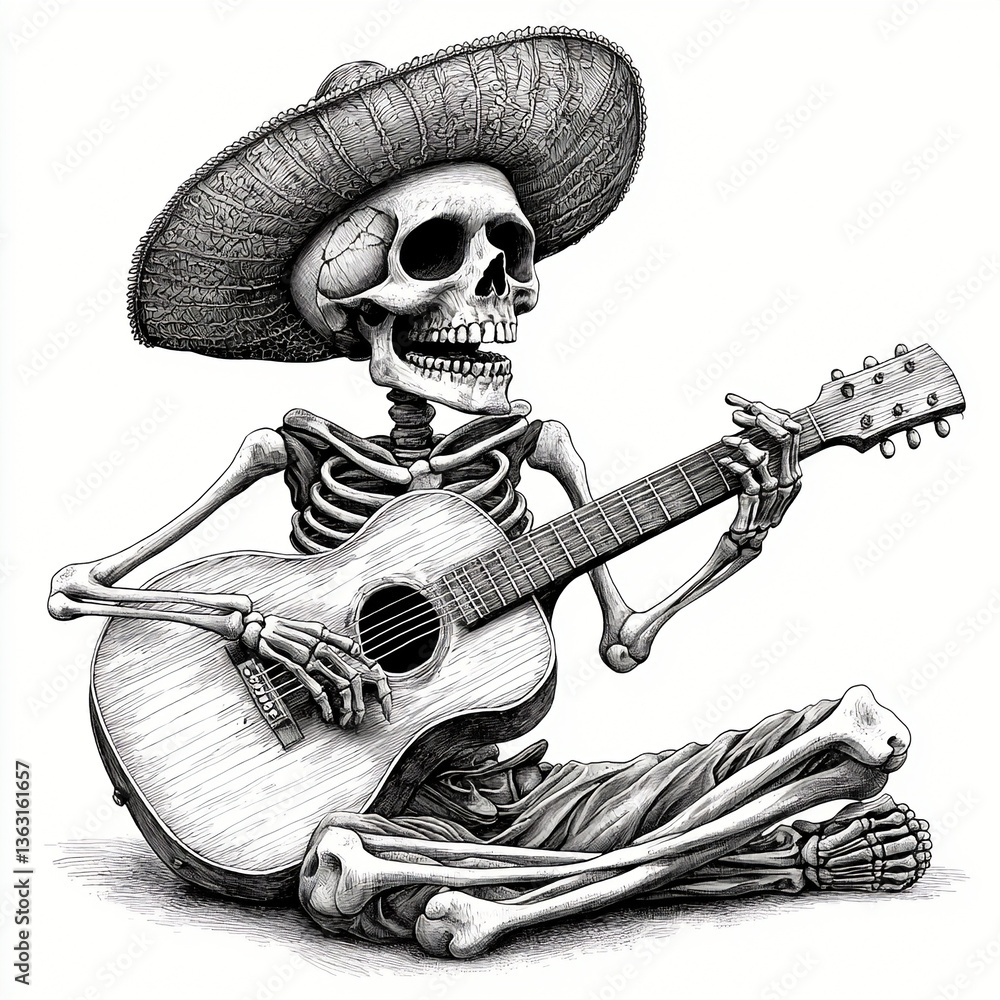 Fototapeta premium skull with guitar
