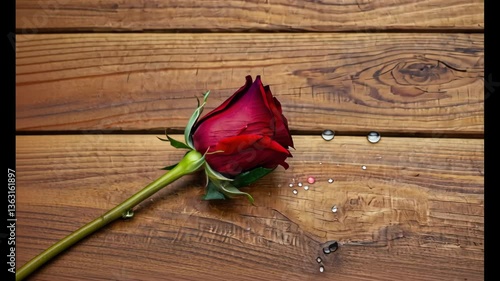 dried rose on wooden background