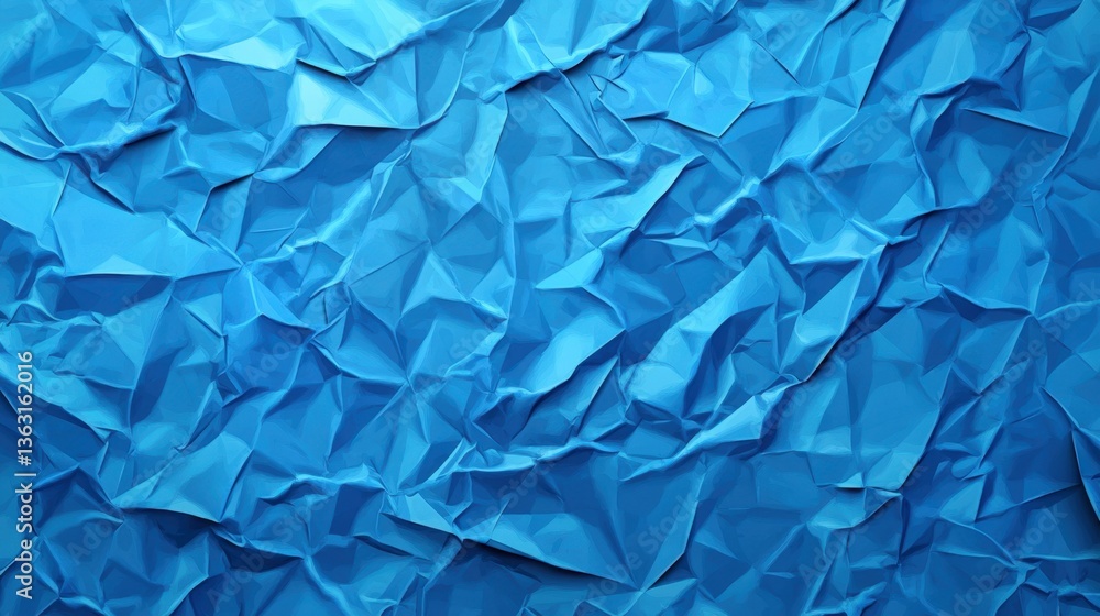 Crumpled vivid blue paper creates textured background Crumpled vivid blue paper creates textured background