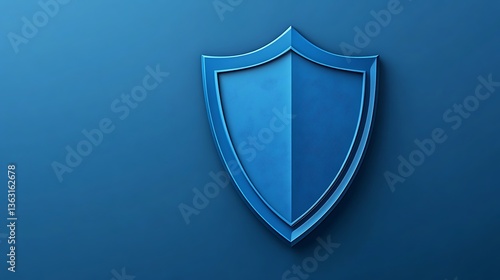 Metallic Blue Shield 3D Render: Digital Security Concept AI Generated