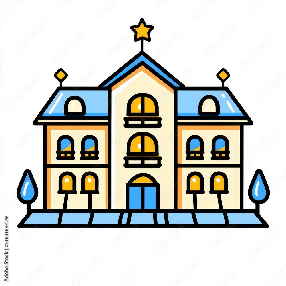 Fototapeta premium Five-star hotel icon. Three-star hotel icon. Hotel building line icon, Hotel Icon, The hotels is 5 star. 