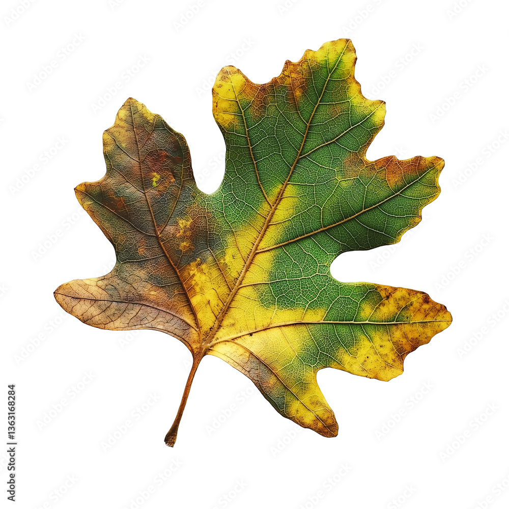 Fototapeta premium Autumn Maple Leaf | Multicolor Fall Foliage Isolated on White