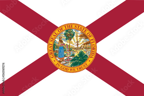 Florida Flag Vector Clipart Illustration - High-Quality Digital Design of the Official State Flag of Florida with Bold Colors and Clear Detailing, Perfect for Graphic Design, Merchandise