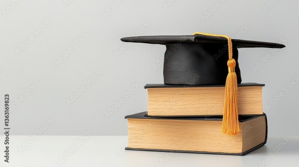custom made wallpaper toronto digitalA black graduation cap rests atop two thick academic textbooks providing ample copy space for scholarship announcements or educational advertising promoting academic success and