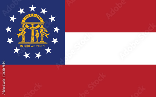 Georgia USA Flag Vector Clipart Illustration - Detailed and Vibrant Design of the State Flag of Georgia, Perfect for Graphic Design, Printing, and Digital Projects