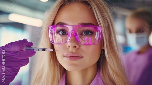 Modern Cosmetic Procedure: Woman Receiving Facial Injection