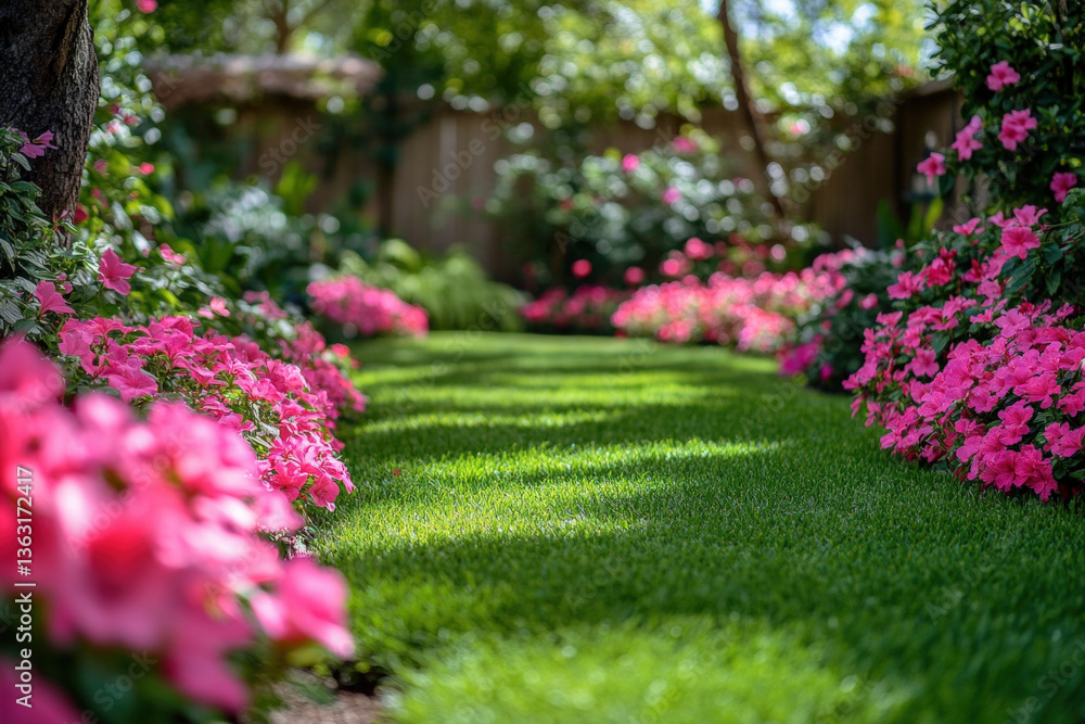 Fototapeta premium A lush springtime landscape, vibrant and picturesque, natural setting.