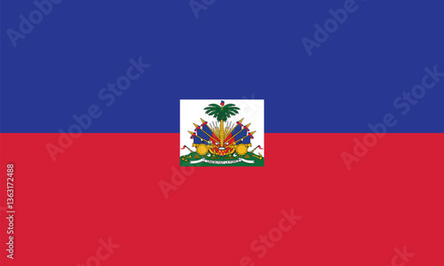 Free Download Haiti Flag Vector Clipart Illustration - High-Quality Digital Artwork of the Haitian National Flag in Bold Colors with Symbolic Coat of Arms and Patriotic Elements - GFXLoad