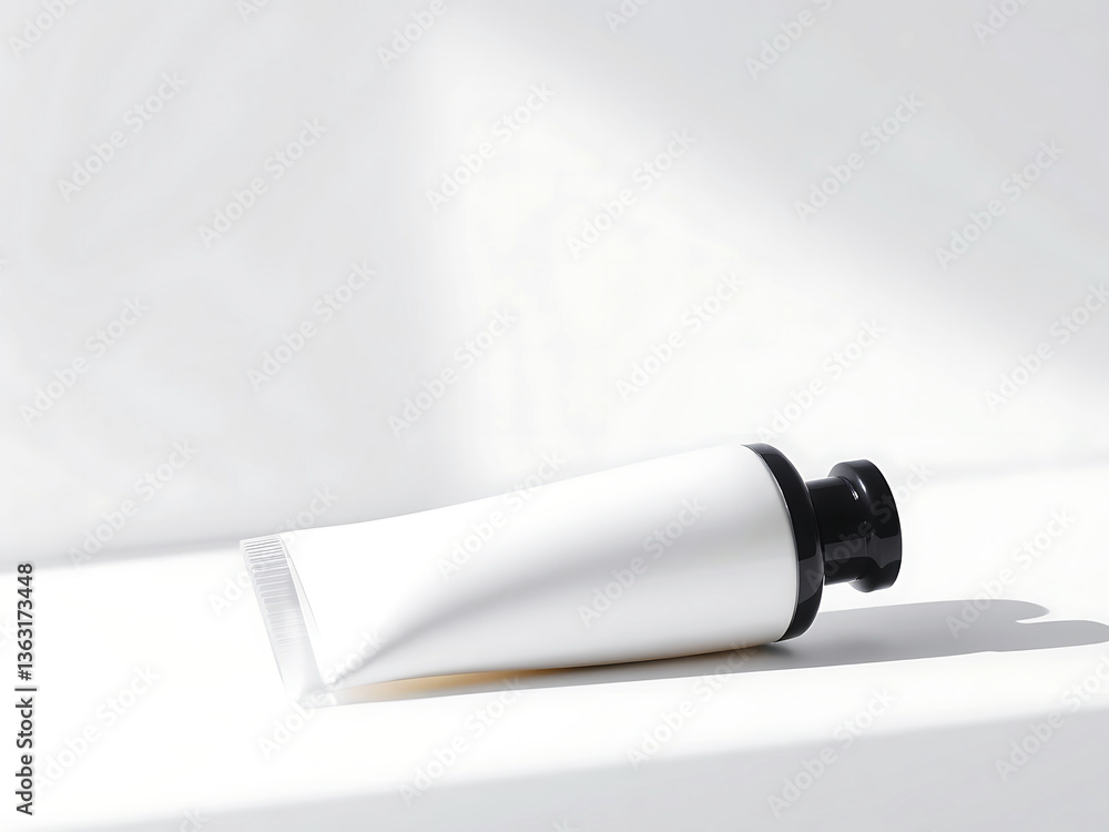 Fototapeta premium Blank White Tube of Cream or Lotion on a White Surface